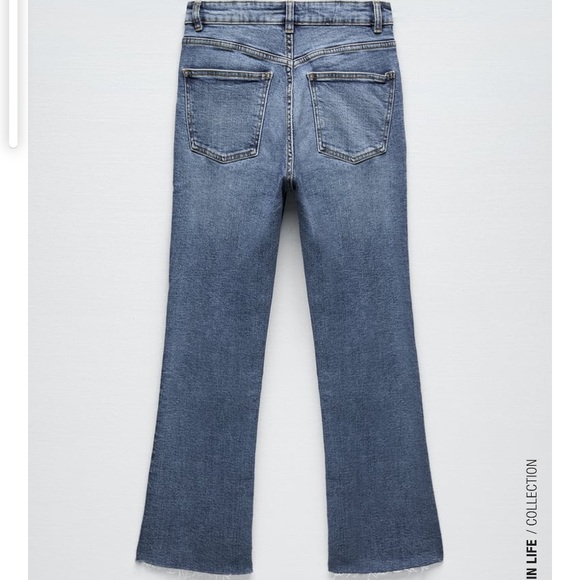Zara Blue Cropped Flare Jean size 0 NWT - Picture 4 of 7